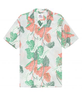 Рубашка Hawaiian Cotton/Linen Monstera Blue
